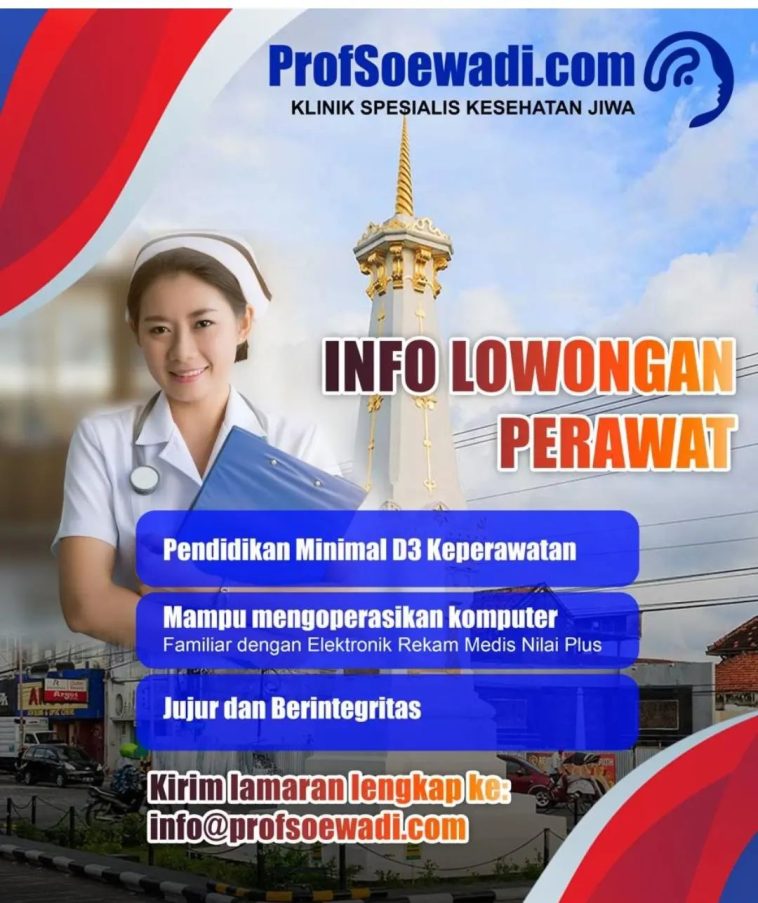 LOWKER: Lowongan perawat di klinik Prof Soewadi Loker kesehatan, lulusan d3, perawat, swasta