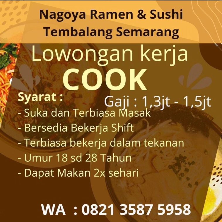 LOWKER: Lowongan kerja Cook di Nagoya Ramen & Sushi Loker Cook, lulusan smp, swasta