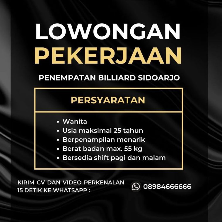 LOWKER: Lowongan kerja di Billiard Sidoarjo Loker lulusan sma/smk, swasta