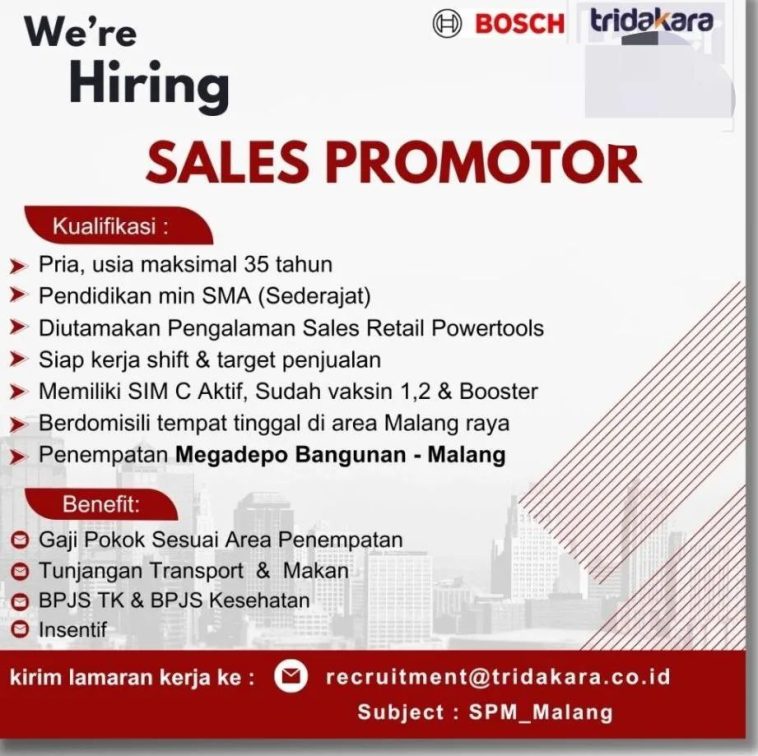 LOWKER: DIBUTUHKAN SEGERA Sales Promotor Tridakara Malang Loker lulusan sma/smk, sales, swasta