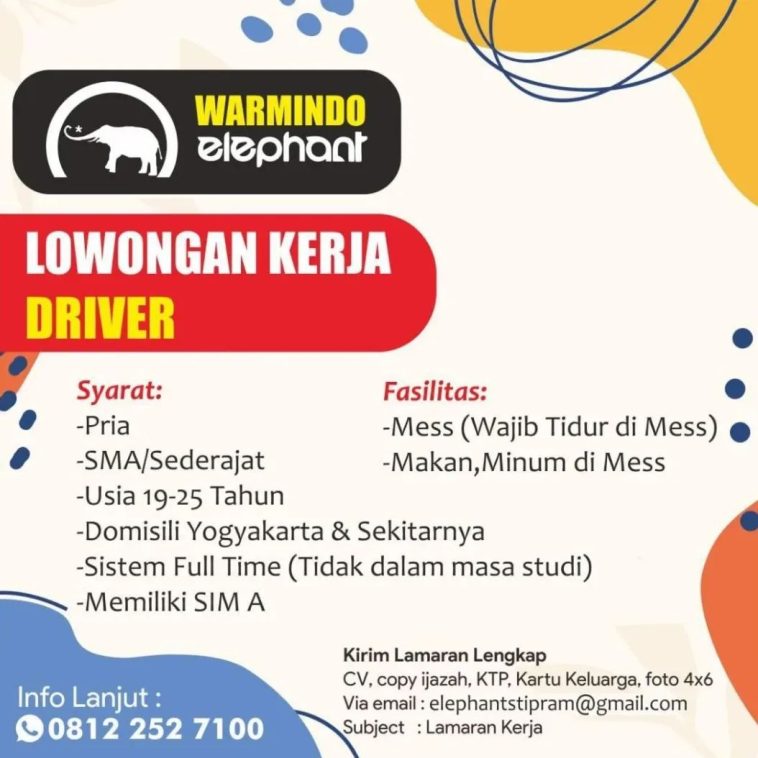 LOWKER: Lowongan Driver Warmindo Elephant Loker driver, lulusan sma/smk, swasta