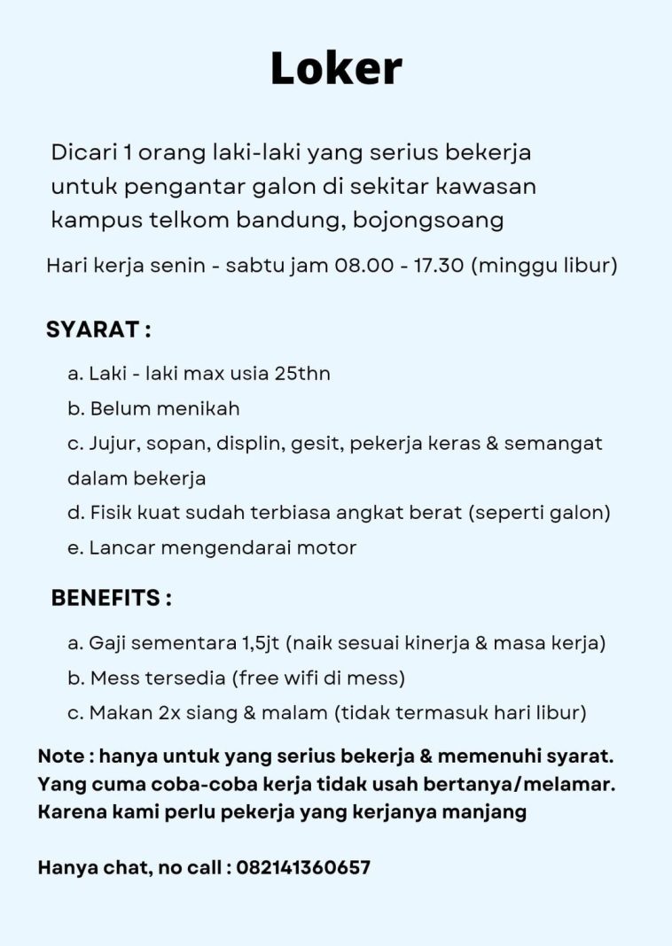 Loker lulusan sma/smk, lulusan smp, swasta