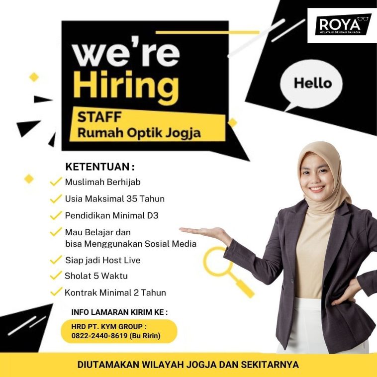 LOWKER: We are hiring Staff Rumah Optik Jogja Loker lulusan d3, Muslimah, swasta