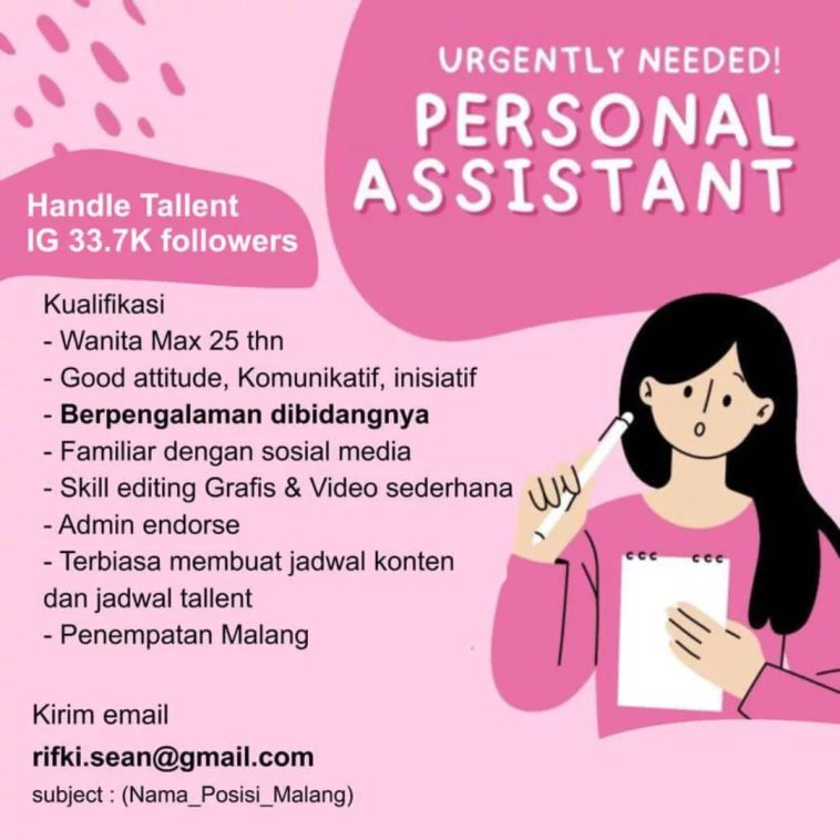 Loker assistant, social media, swasta
