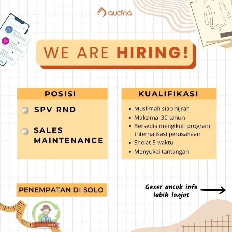 Loker Muslimah, sales representative, supervisor, swasta
