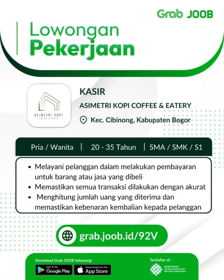 Loker kasir, lulusan sma/smk, swasta