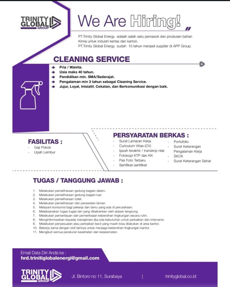 Loker cleaning service, lulusan sma/smk, swasta